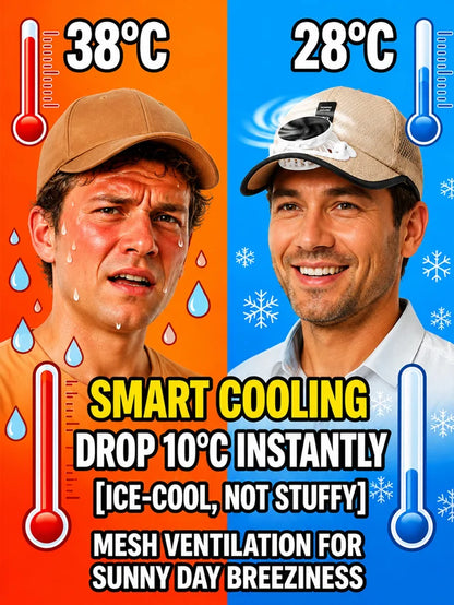 [Cool and Breathable] Mesh Breathable Solar Fan Hat