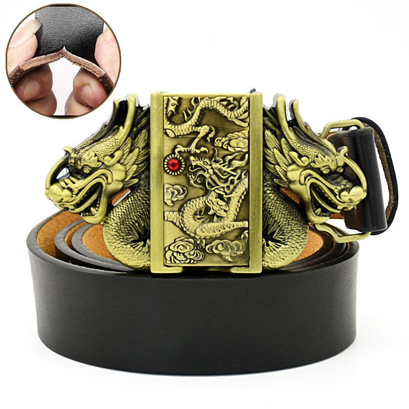 (🔥New Arrival) Fashion Punk Genuine Leather Belt With Lighter