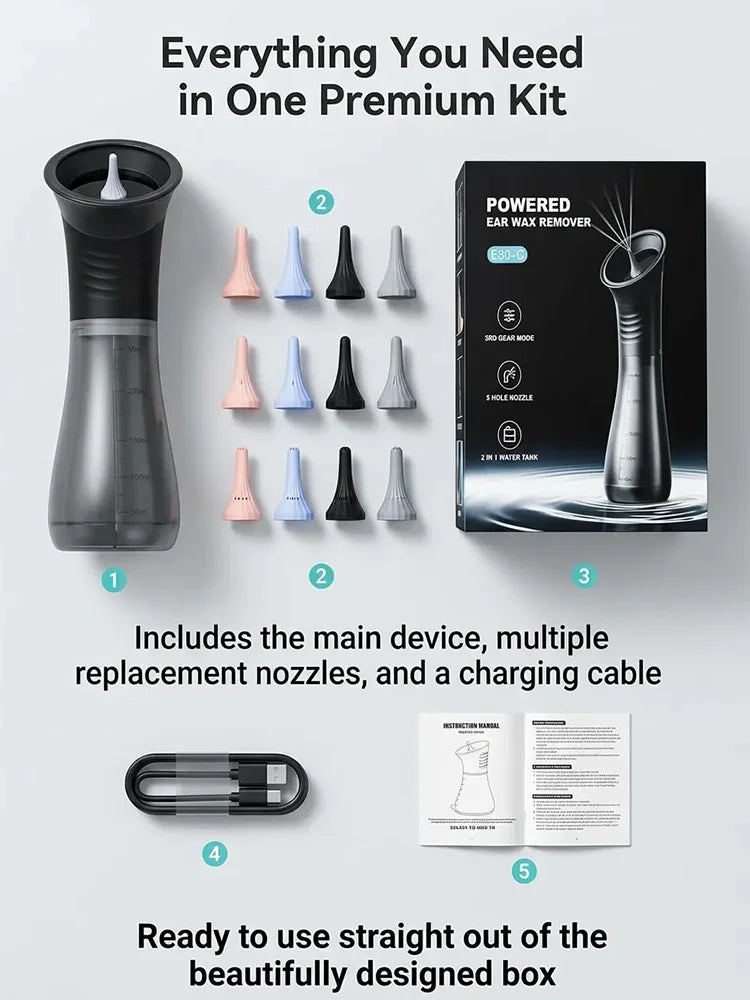 JS-2000mAh Long Battery Portable Manual Ear Cleaning Irrigator