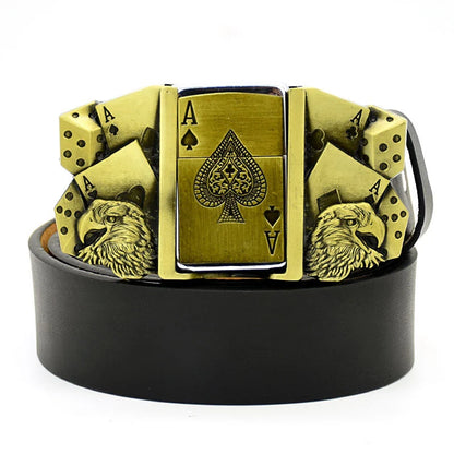 (🔥New Arrival) Fashion Punk Genuine Leather Belt With Lighter