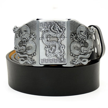 (🔥New Arrival) Fashion Punk Genuine Leather Belt With Lighter