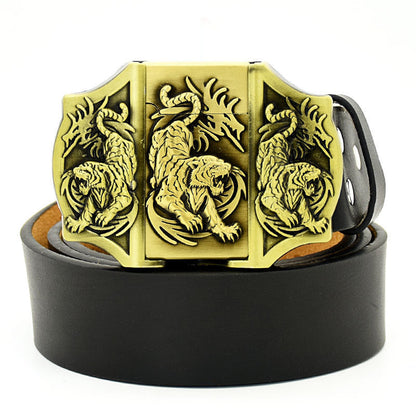 (🔥New Arrival) Fashion Punk Genuine Leather Belt With Lighter